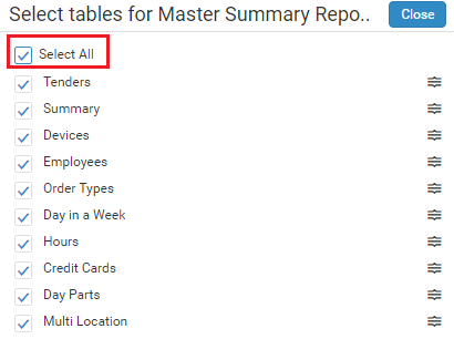 Master summary select all button